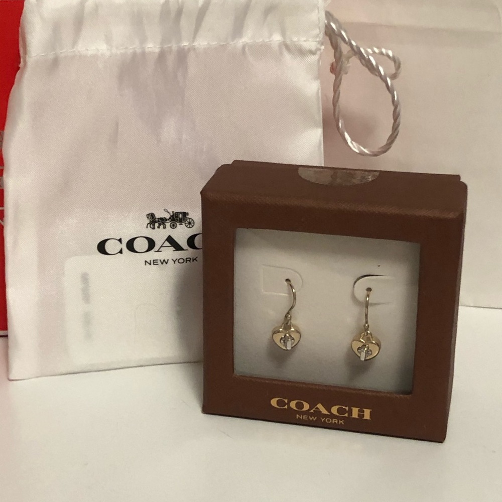 SOLD!! - Coach Gold/Silver Turnlock Heart Earrings